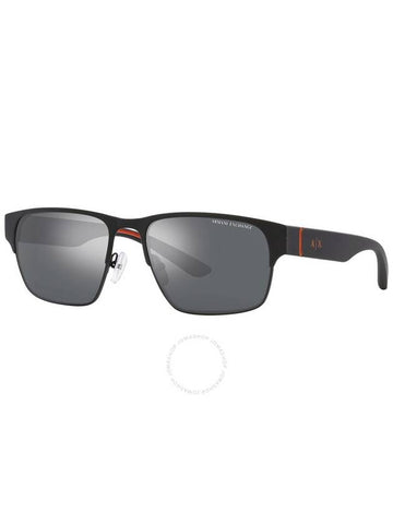 Armani Exchange Light Grey Mirror Black Rectangular Men's Sunglasses AX2046S 60006G 57 - ARMANI EXCHANGE - BALAAN 1