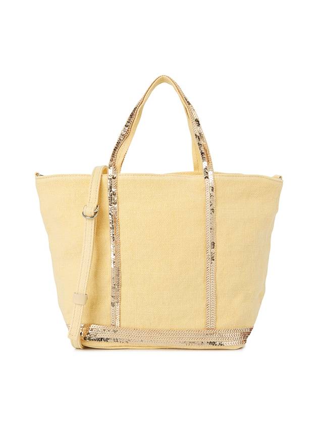 Women's Cabas Small Linen Tote Bag Yellow - VANESSA BRUNO - BALAAN 1