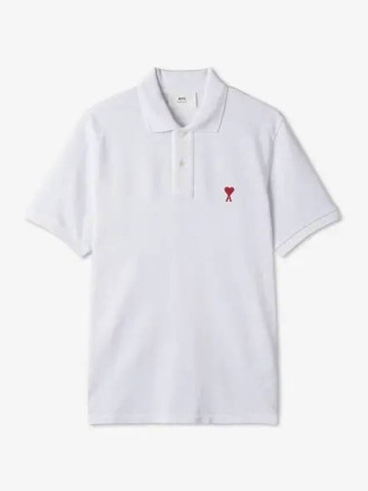 Small Heart Logo Polo Shirt White - AMI - BALAAN 2