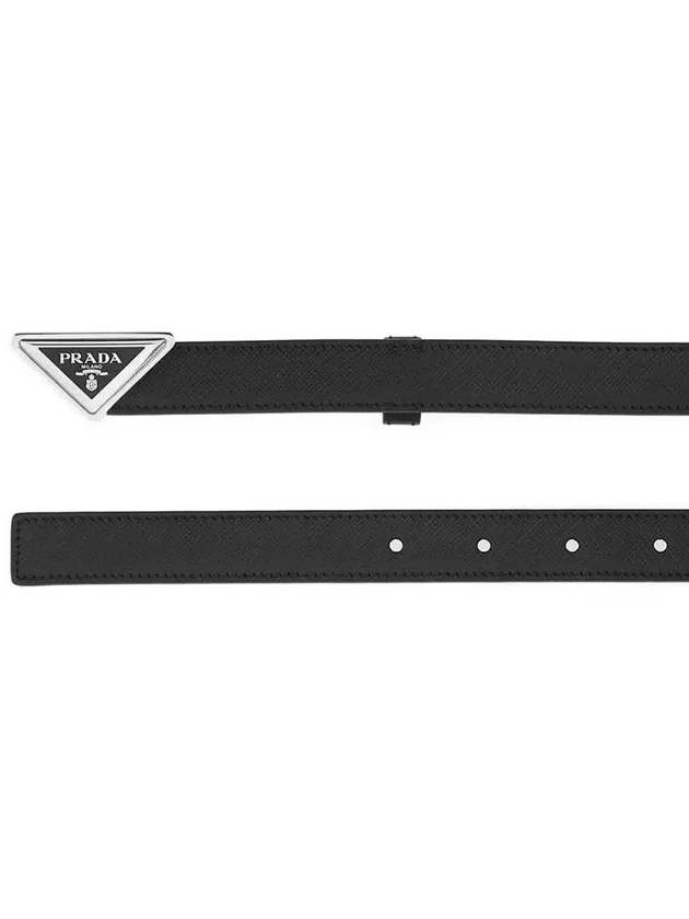 Triangle Logo Buckle Leather Belt Black - PRADA - BALAAN 4