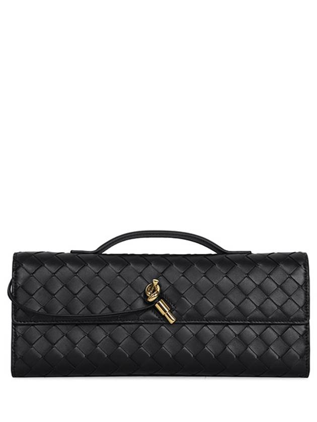 Andiamo Intrecciato Leather Clutch Bag Black - BOTTEGA VENETA - BALAAN 2