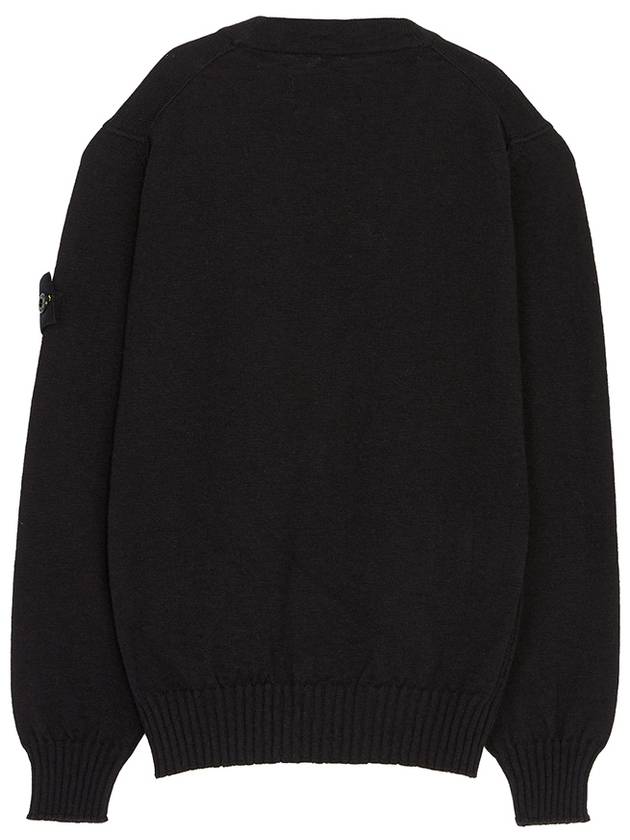 Kids Wappen Patch V-Neck Knit Cardigan Black - STONE ISLAND - BALAAN 3