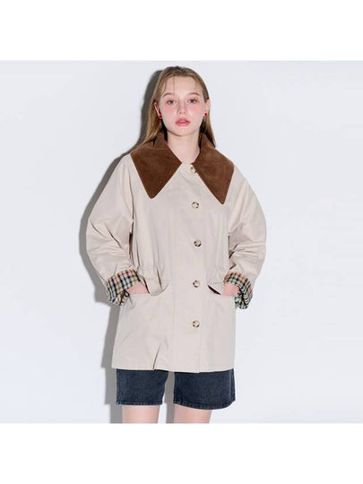 Corduroy Collar Half Trench Coat Beige - OPENING SUNSHINE - BALAAN 2