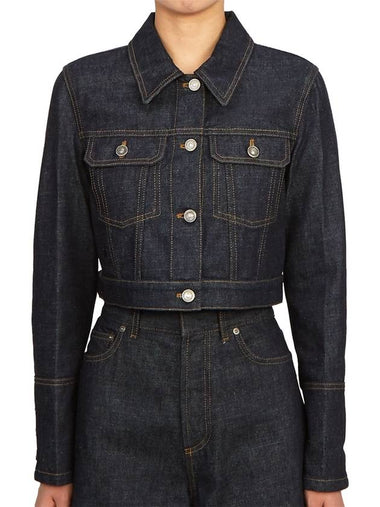 Women's Cropped Denim Jacket Navy - DIOR - BALAAN 1