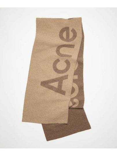 Jacquard Logo Two Tone Wool Muffler Brown - ACNE STUDIOS - BALAAN 2