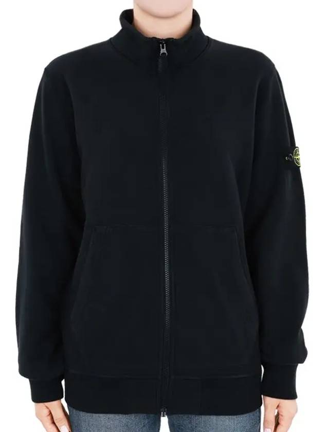 Kids Garment Dyed Cotton Fleece Zip-Up Jacket Black - STONE ISLAND - BALAAN 3