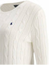 Embroidered Logo Pony Cable Knit Top White - POLO RALPH LAUREN - BALAAN 4