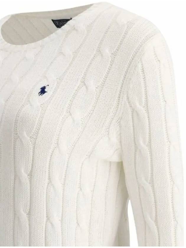 Embroidered Logo Pony Cable Knit Top White - POLO RALPH LAUREN - BALAAN 4