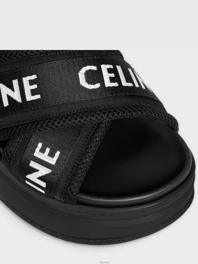 Logo Mesh Jacquard Block Slippers Black - CELINE - BALAAN 5