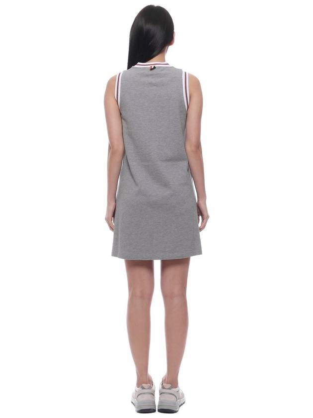 Women's Classic Pique Stripe V-Neck Cotton Tennis Dress Grey - THOM BROWNE - BALAAN 6