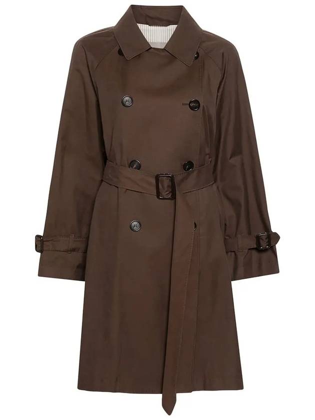 Titrench Water Repellent Double Breasted Button Trench Coat Brown - MAX MARA - BALAAN 2