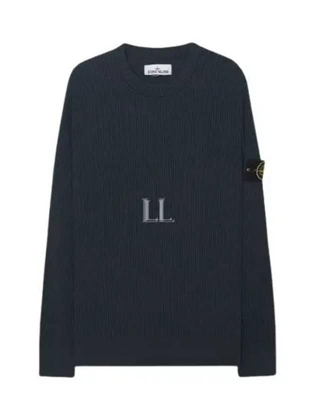 Wappen Patch Crew Neck Ribbed Wool Knit Dark Green - STONE ISLAND - BALAAN 2