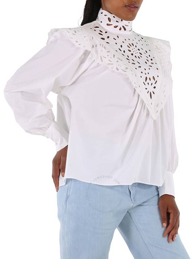 Women's Broderie Anglaise Poplin Blouse White - CHLOE - BALAAN 3