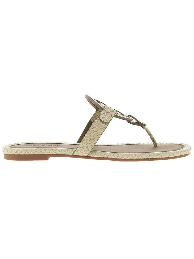 Women's Miller Embossed Leather Flip Flops Cream - TORY BURCH - BALAAN 3