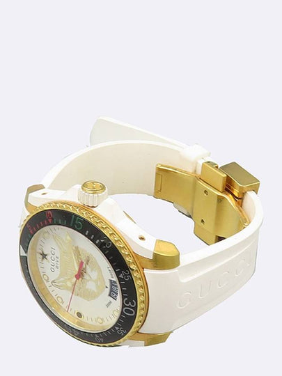 Gucci YA136322 Dive Gold Plated Cat Dial Rubber Band Quartz Watch - GUCCI - BALAAN 2