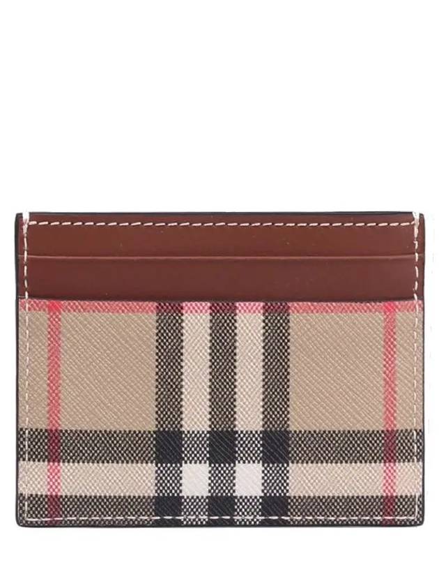 Check Print Leather Card Holder Beige - BURBERRY - BALAAN 2