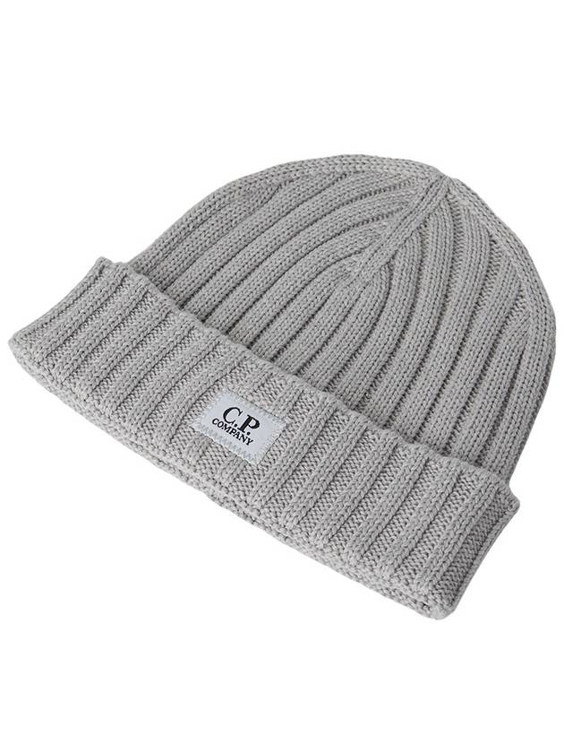 Extra Fine Merino Wool Logo Beanie Grey - CP COMPANY - BALAAN 4