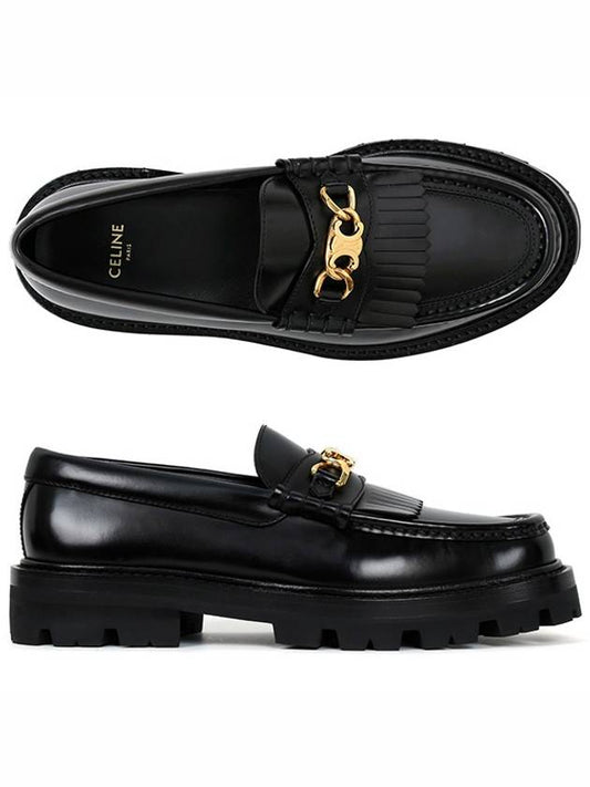 Triomphe Chain Polished Bull Margaret Loafers Black - CELINE - BALAAN 2