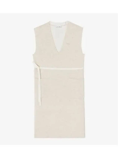 Women s V neck Sleeveless Dress Cream - LACOSTE - BALAAN 1