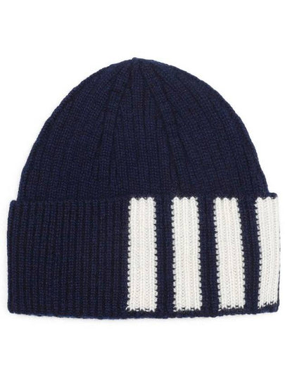 4 Bar Stripe Cashmere Beanie Navy - THOM BROWNE - BALAAN 2