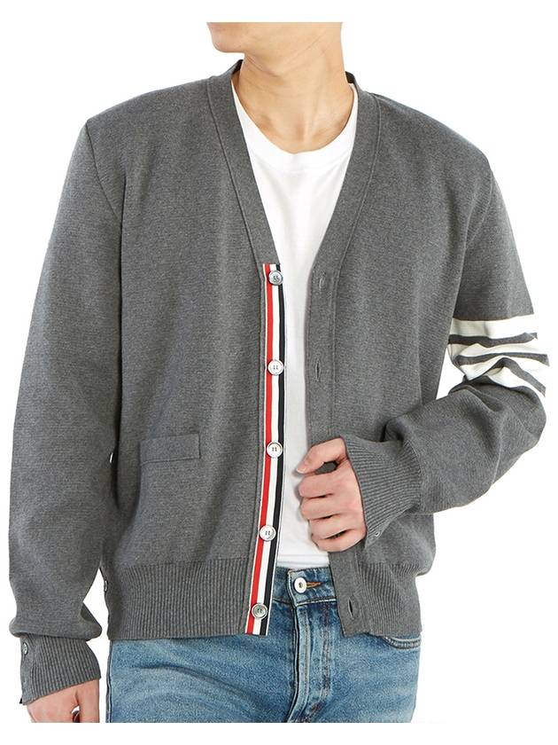 Milano Stitch 4-Bar Cardigan Medium Grey - THOM BROWNE - BALAAN 9