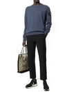 Men's Wappen Patch Sweatshirt Blue Navy - STONE ISLAND - BALAAN 5