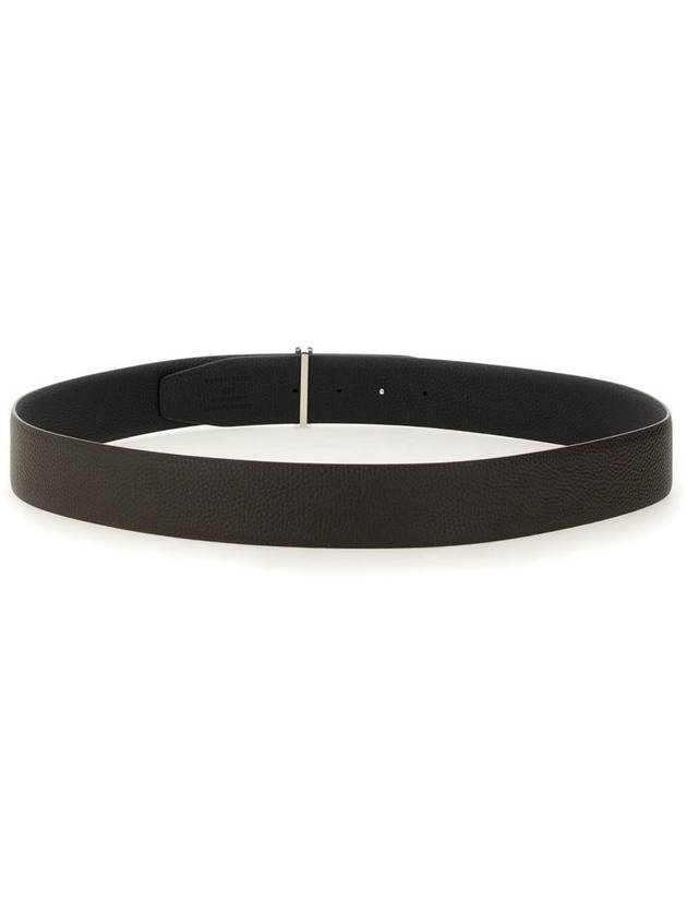 Sliver Soft Grain Leather T Icon Belt Brown Black - TOM FORD - BALAAN 4