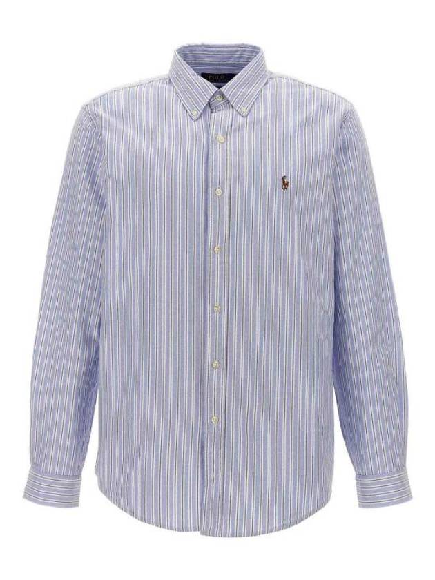 Embroidery Logo Striped Long Sleeve Shirt Light Blue - POLO RALPH LAUREN - BALAAN 2