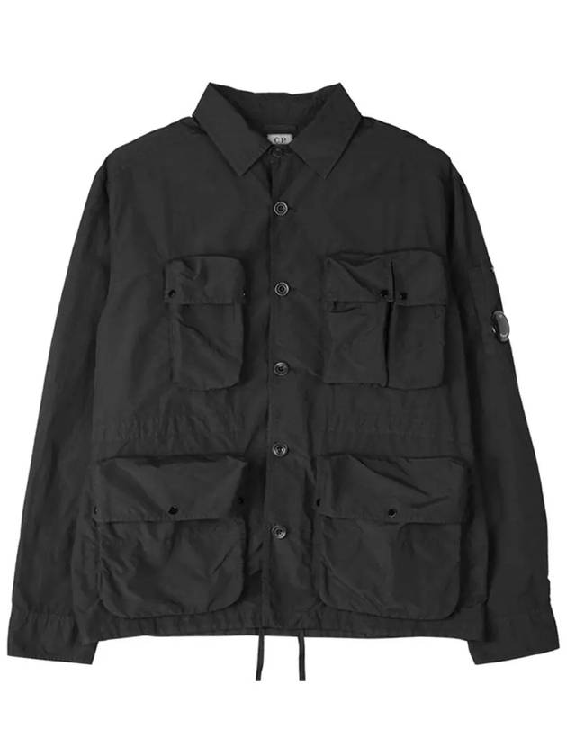 Flat Nylon Utility Over Long Sleeve Shirt Black - CP COMPANY - BALAAN 3