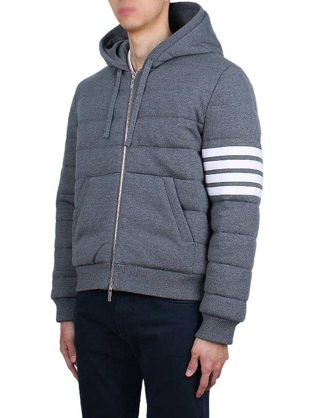 Jersey Stitch Padded 4 Bar Zip-Up Hoodie Grey - THOM BROWNE - BALAAN 5