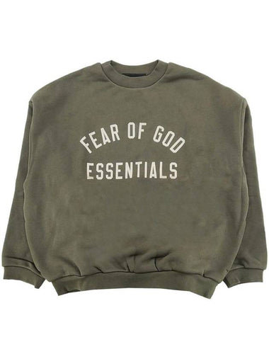 Essentials Fleece Crew Neck Sweatshirt Military - FEAR OF GOD - BALAAN 1