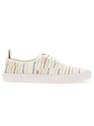 Seersucker Tweed Heritage Trainer Low Top Sneakers White - THOM BROWNE - BALAAN 1