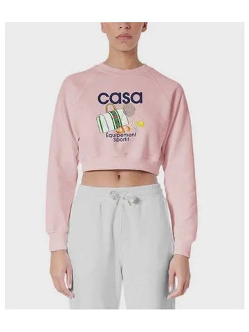 Women s Sportif Printed Sweatshirt Pink EQUIPEMENT CROPPED - CASABLANCA - BALAAN 1