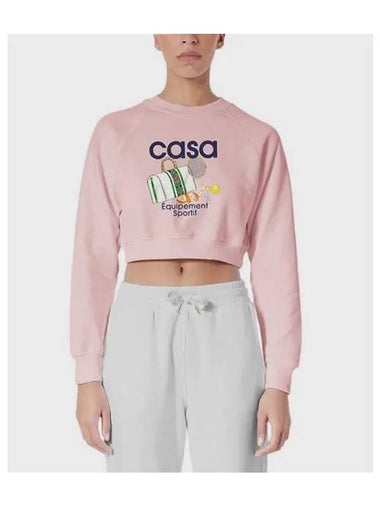 Women s Sportif Printed Sweatshirt Pink EQUIPEMENT CROPPED - CASABLANCA - BALAAN 1