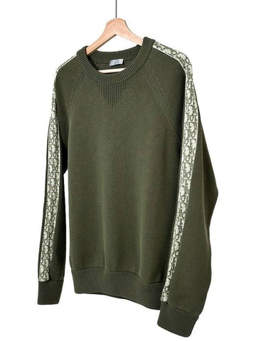 M Dior Men s Oblique Jacquard Insert Sideline Knit Khaki - DIOR - BALAAN 1