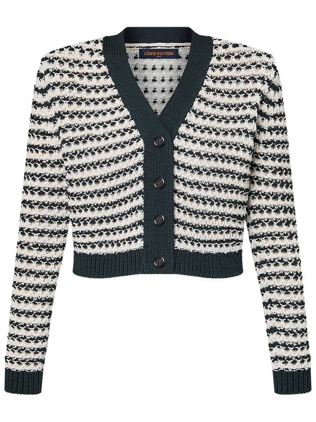 Louis Vuitton Striped Lace Knit Cardigan Navy White - LOUIS VUITTON - BALAAN 2