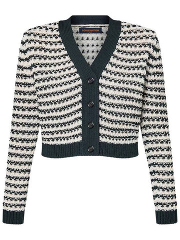 Louis Vuitton Striped Lace Knit Cardigan Navy White - LOUIS VUITTON - BALAAN 1