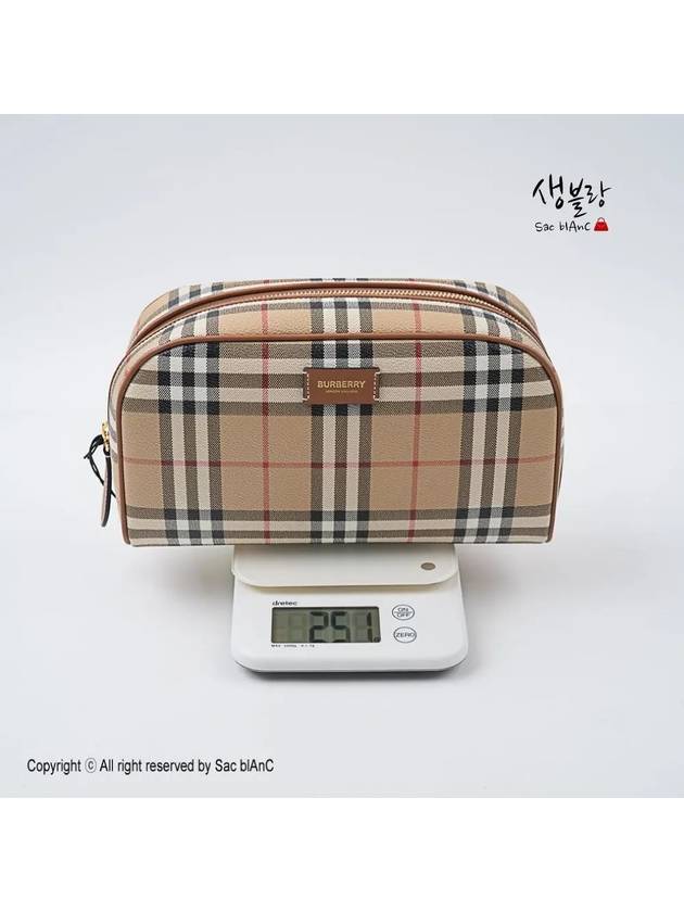 Medium Check Travel Pouch Bag Archive Beige - BURBERRY - BALAAN 10