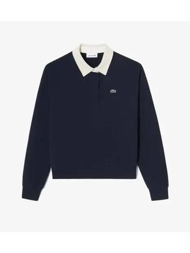 Women s Corduroy Collar Sweatshirt Dark Navy - LACOSTE - BALAAN 1