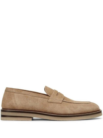 Penny Slot Suede Loafer Light Brown - BRUNELLO CUCINELLI - BALAAN 1