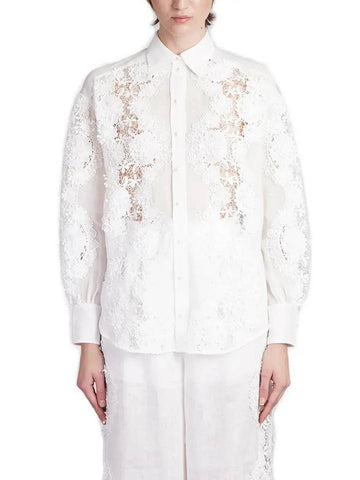 Halliday lace flower long sleeve shirt 9804TSS241_IVO - ZIMMERMANN - BALAAN 1