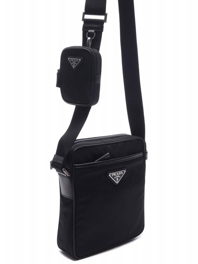 Triangle Logo Re-Nylon Saffiano Leather Cross Bag Black - PRADA - BALAAN 4