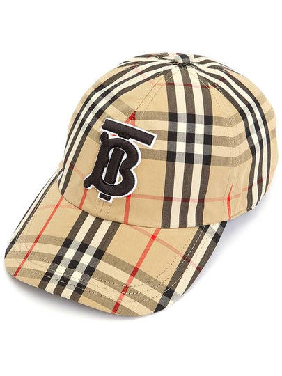 Monogram Motif Vintage Check Cotton Baseball Cap Archive Beige - BURBERRY - BALAAN 2