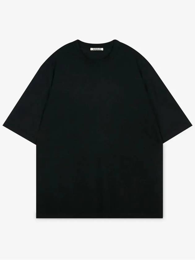 Men's Twist Black Knit Short Sleeve Tee A23ST02CT BLACK - AURALEE - BALAAN 2