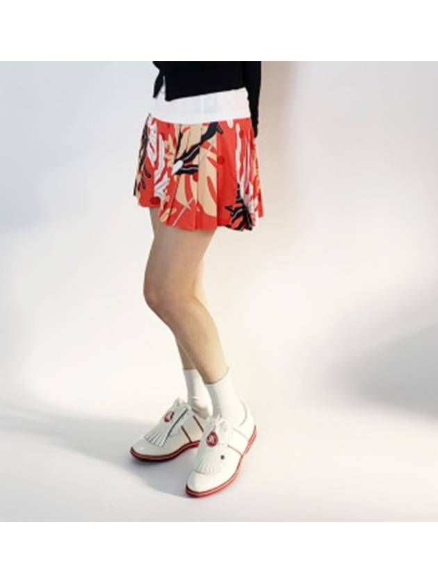 Golf Wear Golf Pleated Skirt 24 Year Product GWSD10136 Paradise Monstera Coral - J.LINDEBERG - BALAAN 3