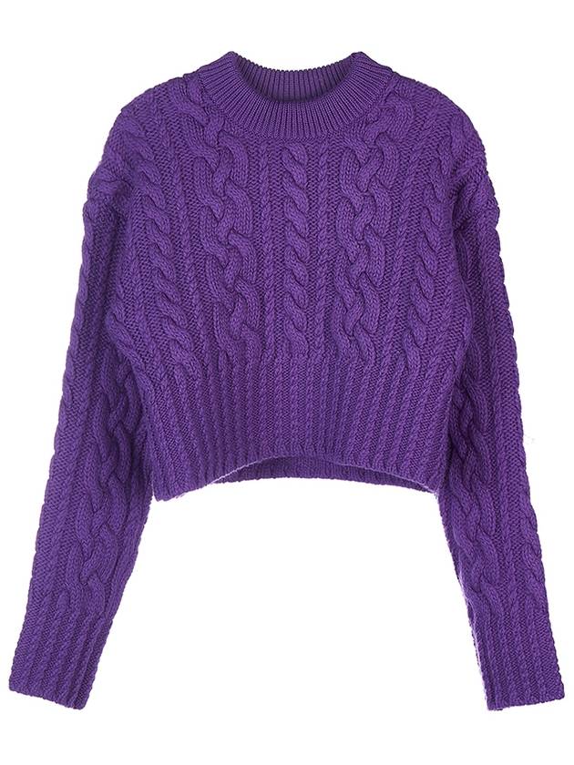 Cable Wool Knit Top Purple - AMI - BALAAN 2