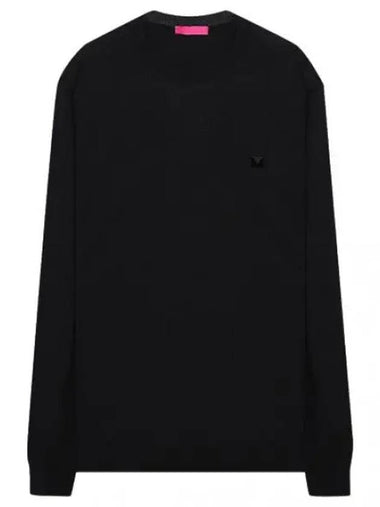 Stud detail crewneck wool sweater - VALENTINO - BALAAN 1