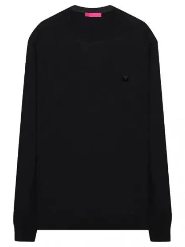 Stud detail crew neck wool sweater knit - VALENTINO - BALAAN 1