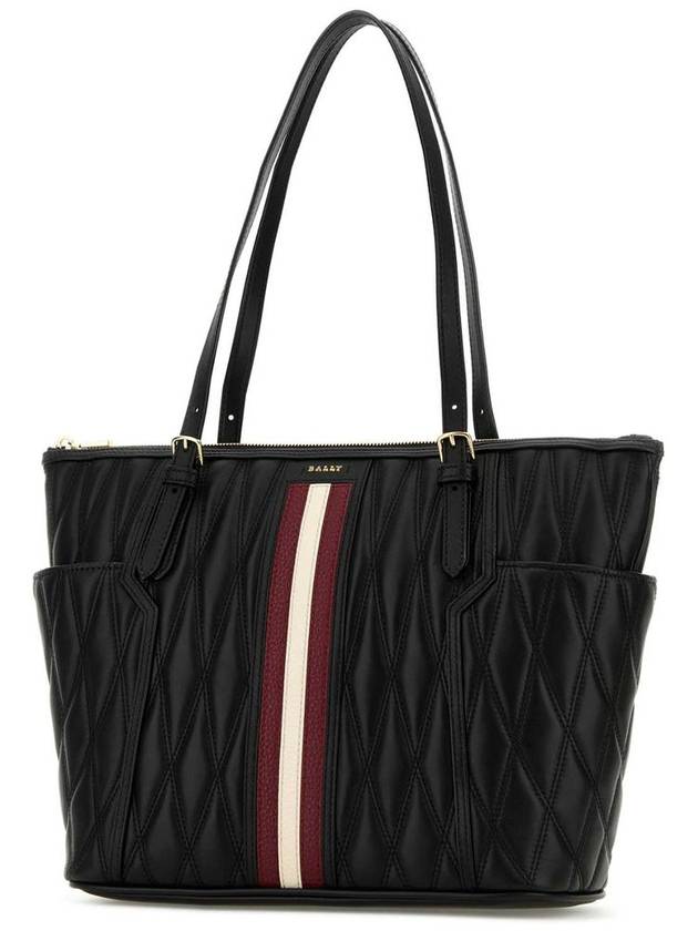 Stripe Leather Tote Bag Black - BALLY - BALAAN 3