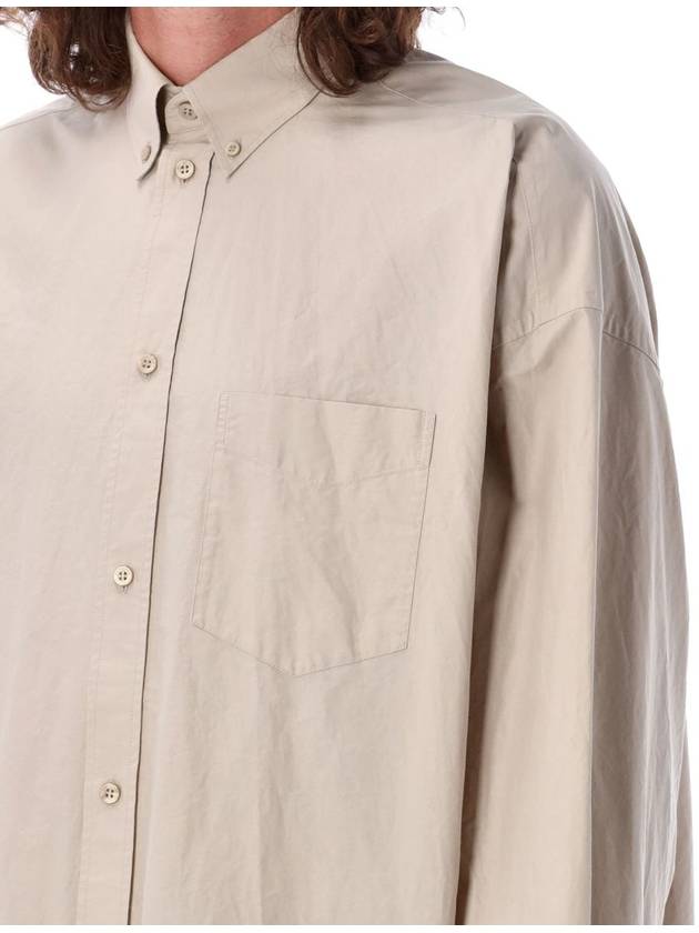 Logo oversized long sleeve shirt beige - BALENCIAGA - BALAAN 4